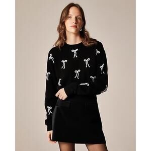 NWT J Crew Perfect Cashmere Crewneck Sweater in Bow Print XXL198